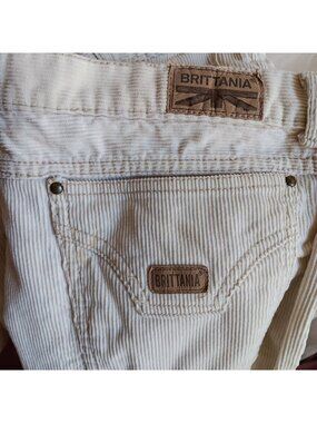 Vintage 80's 36x31 Bellbottom Jeans Brittania Mens White Corduroy Bootcut Disco